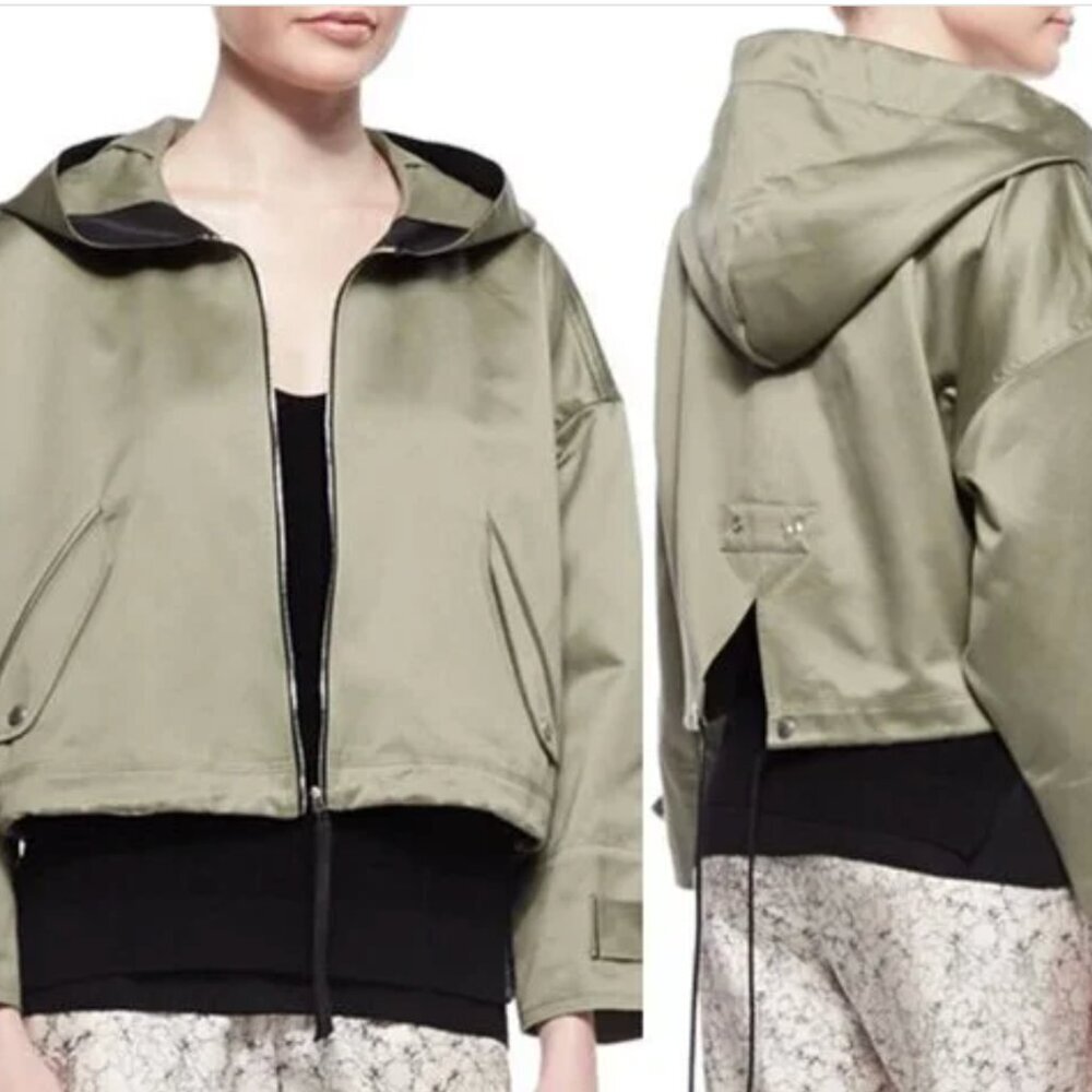 Rag & Bone Women’s Green Shiny Hooded Cropped Jacket | Size XS - Picture 4 of 8